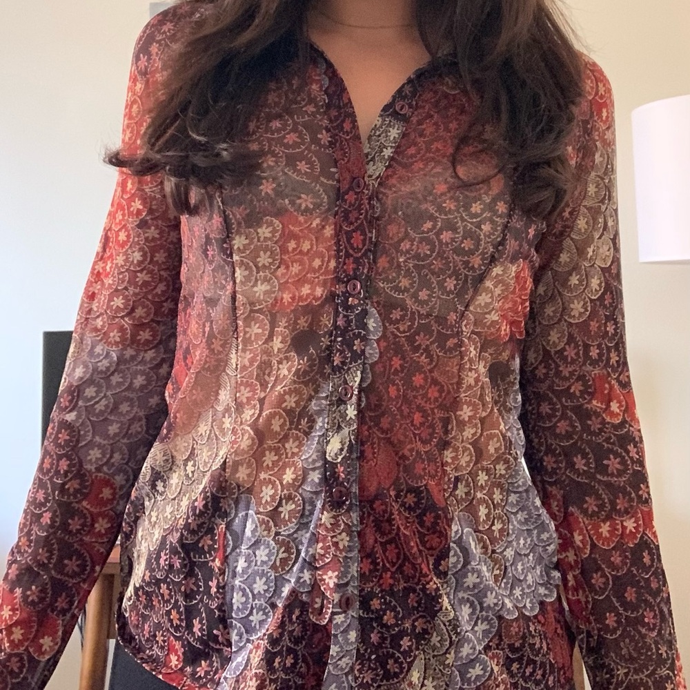 Desigual Sheer Patterned Button-down Top